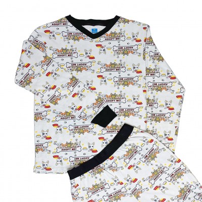 Pijama Glow Adopt Me blanco adulto manga larga